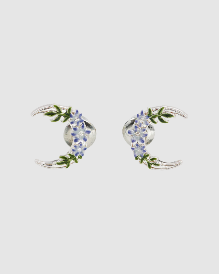 Fable - Silver Nightshade Moon Stud Earrings