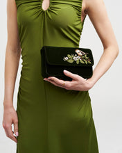 Load image into Gallery viewer, Fable - Sophia Wren Embroidered Velvet Bag in Green
