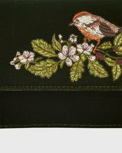 Load image into Gallery viewer, Fable - Sophia Wren Embroidered Velvet Bag in Green
