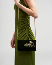 Load image into Gallery viewer, Fable - Sophia Wren Embroidered Velvet Bag in Green
