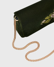 Load image into Gallery viewer, Fable - Sophia Wren Embroidered Velvet Bag in Green
