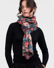 Load image into Gallery viewer, Fable - Teal Roses Pashmina Scarf
