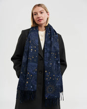 Load image into Gallery viewer, Fable - Zodiac Long Fringed Scarf in Navy
