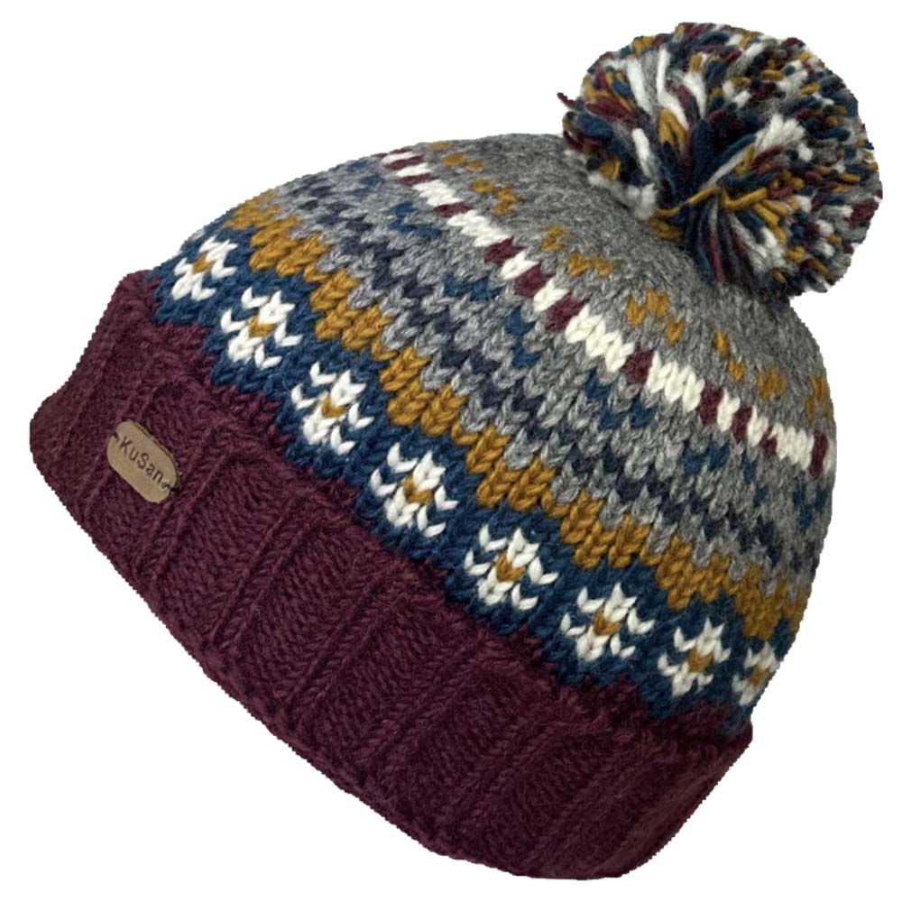 Kusan - PK2004 Bobble Hat Turn Up - Plum