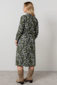 Lily & Me - Anya Midi Shirt Dress Harvest Print in Moss