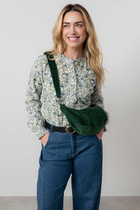 Lily & Me - Cord Crossbody Bag in Pine Green