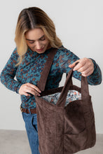 Load image into Gallery viewer, Lily &amp; Me - Cord Shopper Bag in Chocolate
