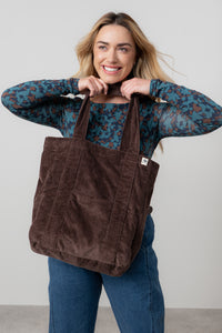 Lily & Me - Cord Shopper Bag in Chocolate