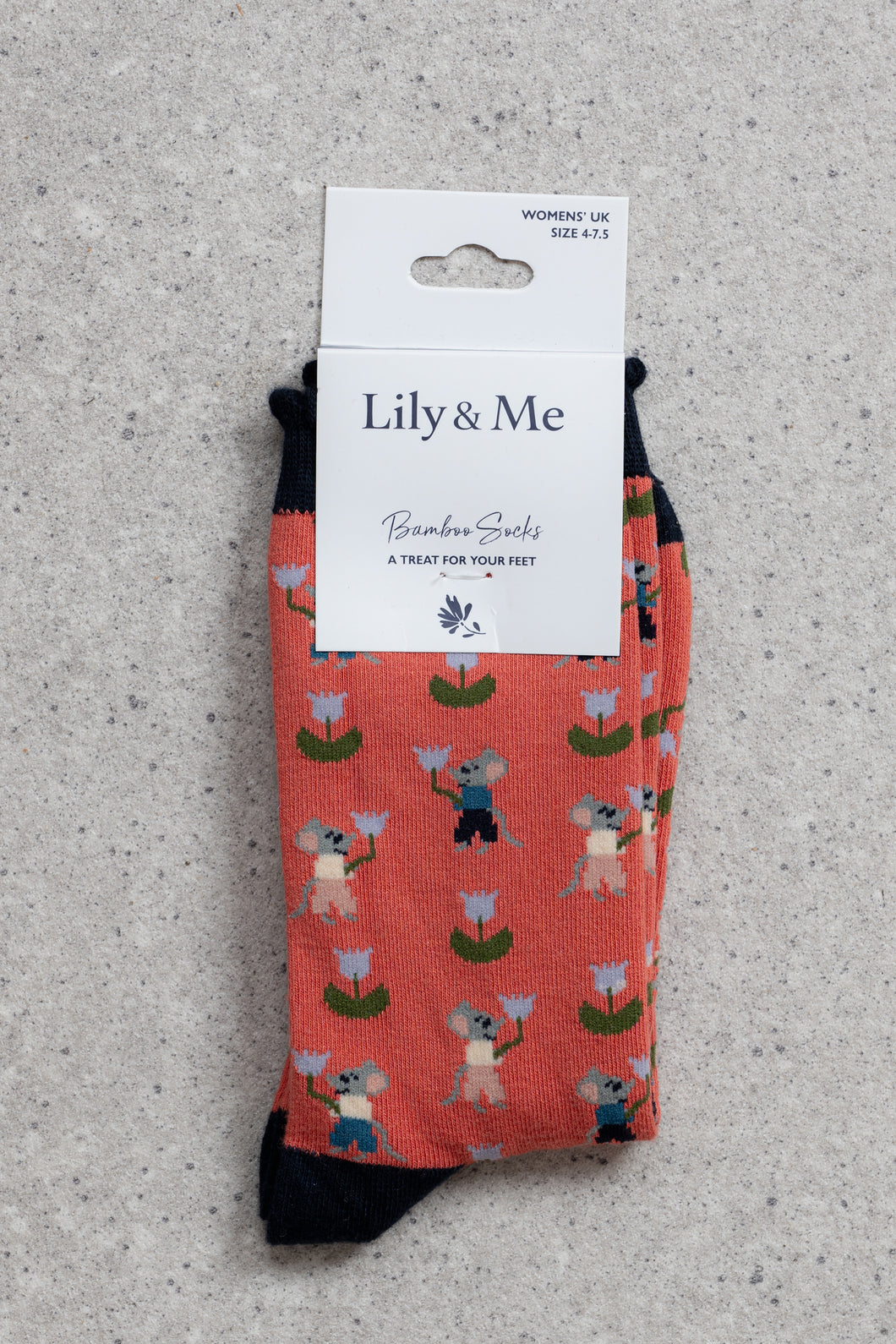 Lily & Me - Crafty Mouse Socks in Earth Red