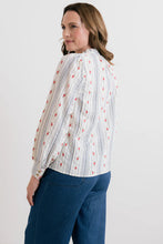 Load image into Gallery viewer, Lily &amp; Me - Flora Embroidered Stripe Blouse in Ecru
