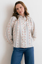 Load image into Gallery viewer, Lily &amp; Me - Flora Embroidered Stripe Blouse in Ecru
