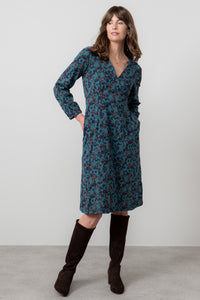 Lily & Me - Hazel Wrap Dress in Geo Bloom Navy