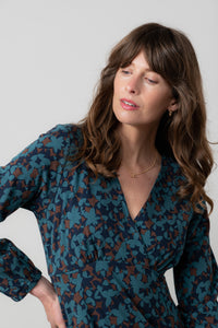 Lily & Me - Hazel Wrap Dress in Geo Bloom Navy