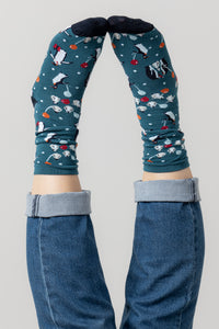 Lily & Me - Party Penguin Socks in Petrol