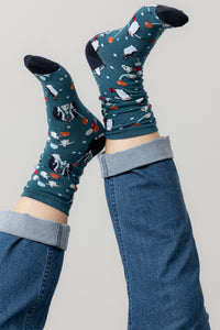 Lily & Me - Party Penguin Socks in Petrol