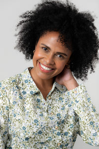 Lily & Me - Patsy Shirt Violet Print in Moss