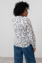 Load image into Gallery viewer, Lily &amp; Me - Rachel Frill Blouse Feather Ditsy Print in Ecru
