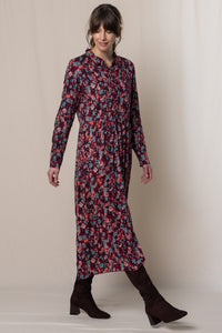 Lily & Me - Seasons Dress Floral Ikat - Mulberry