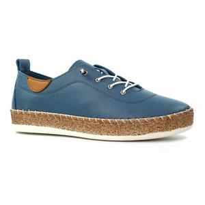 Lunar -  Evie Leather Plimsoll in Mid Blue