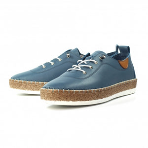 Lunar -  Evie Leather Plimsoll in Mid Blue
