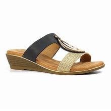 Load image into Gallery viewer, Lunar - Porto Wedge Sandal in Black

