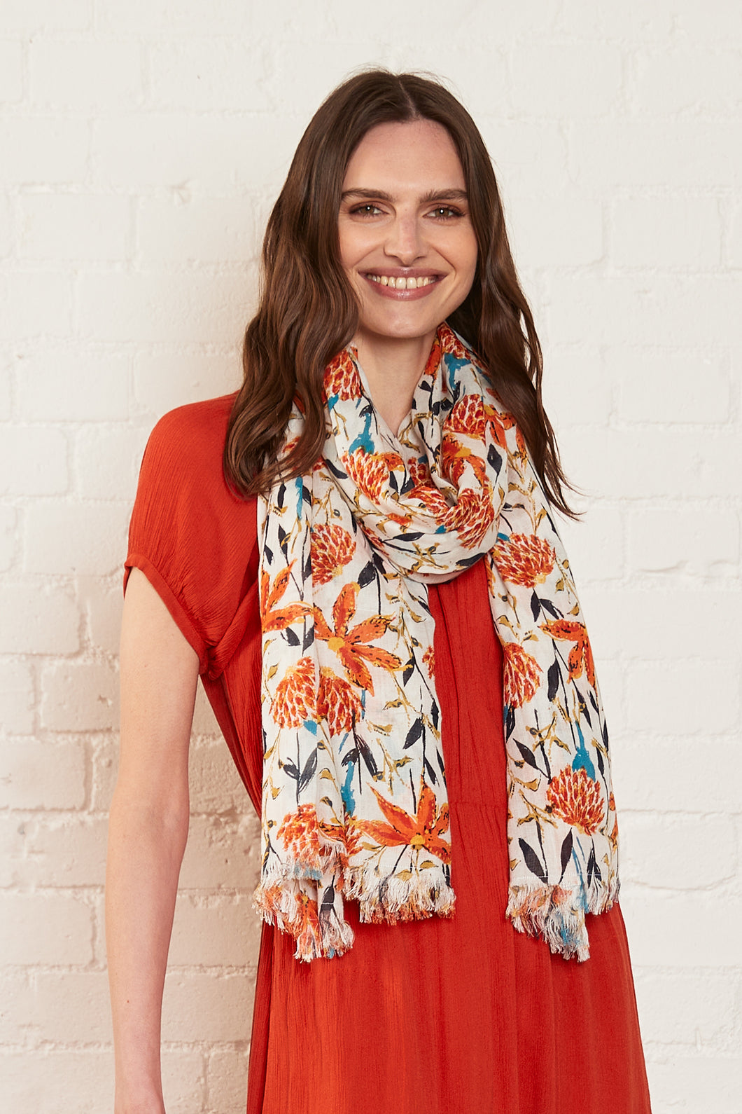 Nomads - Printed Scarf - White