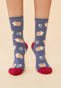 Powder - Ankle Socks - Snuffling Hedgehogs Navy