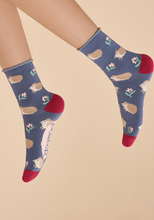 Load image into Gallery viewer, Powder - Ankle Socks - Snuffling Hedgehogs Navy
