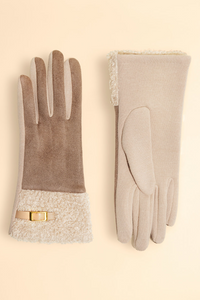 Powder - Audrey Faux Suede Gloves - Stone