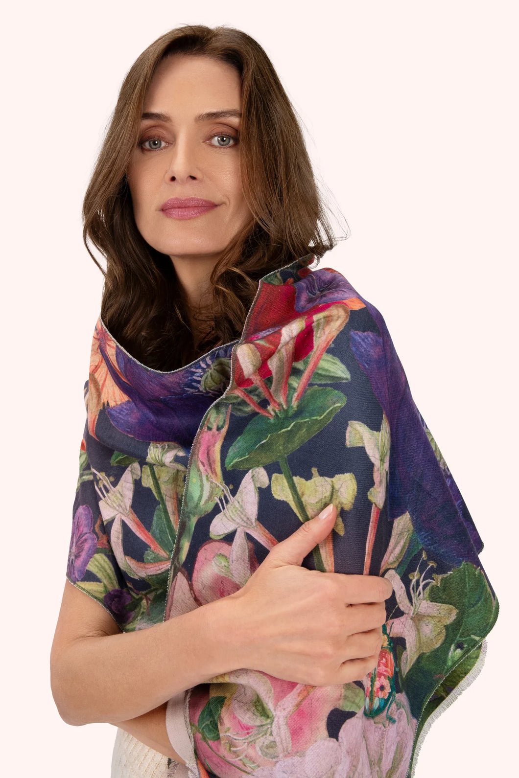 Powder - Autumn Posy Lux Print Scarf in Midnight