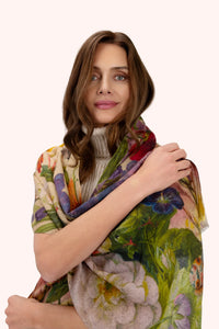 Powder - Autumn Posy Wool Wrap Scarf in Cream