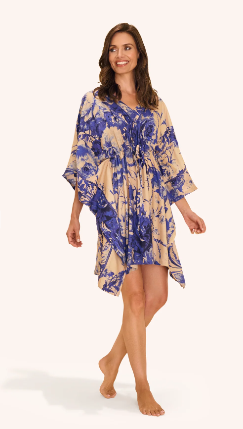 Powder - Beach Cover Up in China Blue Blooms