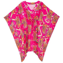Load image into Gallery viewer, Powder - Ikat Tigers Beach Cover Up in Fuchsia
