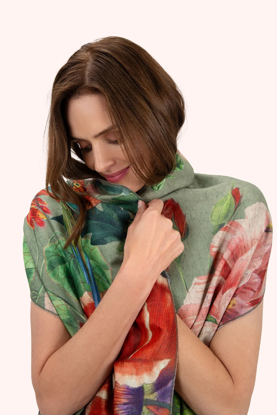 Powder - Botanical Bouquet Lux Print Scarf in Sage