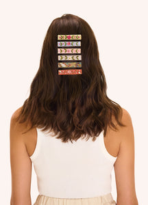 Powder - Embroidered Hair Bars in Petal/Powder Blue Floral Vines