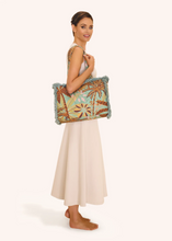 Load image into Gallery viewer, Powder - Patterned Palms Fringed Box Tote Bag
