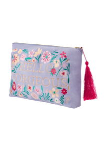 Powder - Hello Gorgeous Velvet Zip Pouch in Denim