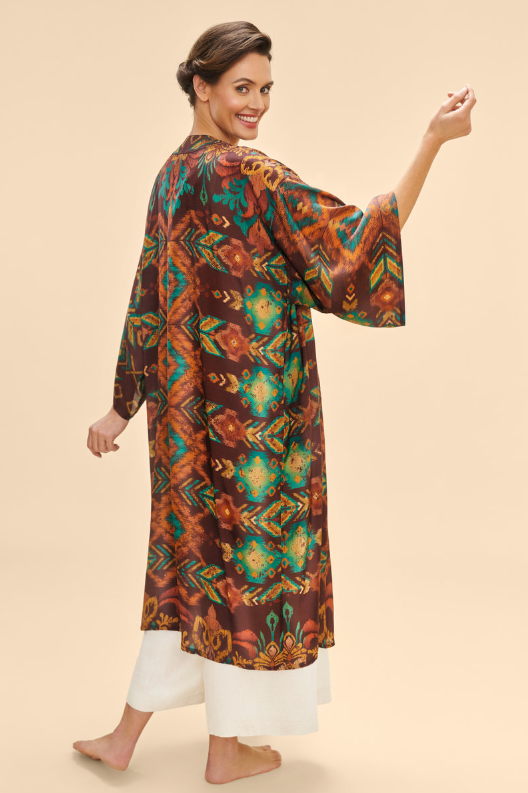 Powder - Kimono Gown - Chocolate Ikat