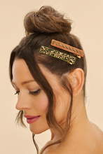 Load image into Gallery viewer, Powder - Narrow Jewelled Hair Bars - Flourish &amp; Stripe Forest Petal
