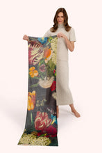 Load image into Gallery viewer, Powder - Opulent Florals Wool Wrap Scarf in Chocolate
