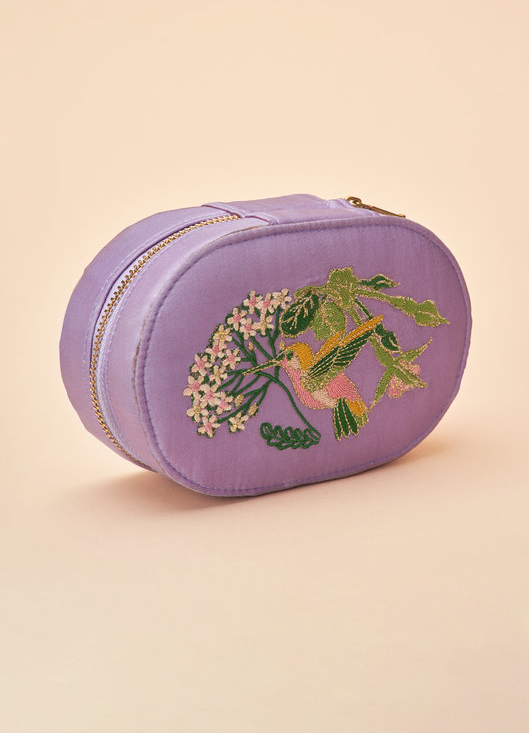 Powder - Oval Jewellery Box - Hummingbird in Lavender