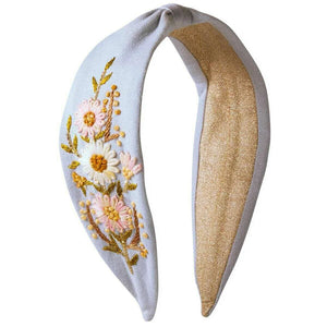 Powder - Perfect Posie Embroidered Headband in Powder Blue