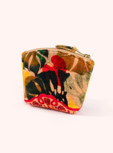 Load image into Gallery viewer, Powder - Printed Velvet Mini Pouch in Exotic Leaves
