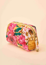 Load image into Gallery viewer, Powder - Quilted Velvet Vanity Bag - Impressionist Floral in Mustard
