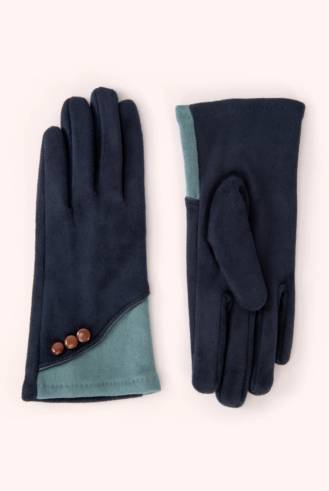 Powder - Rowan Faux Suede Gloves in Navy/Ice