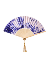 Load image into Gallery viewer, Powder - Satin Hand Fan in China Bloom Blue

