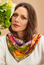 Load image into Gallery viewer, Powder - Silk Square Scarf - Whimsical Woodland Lilac
