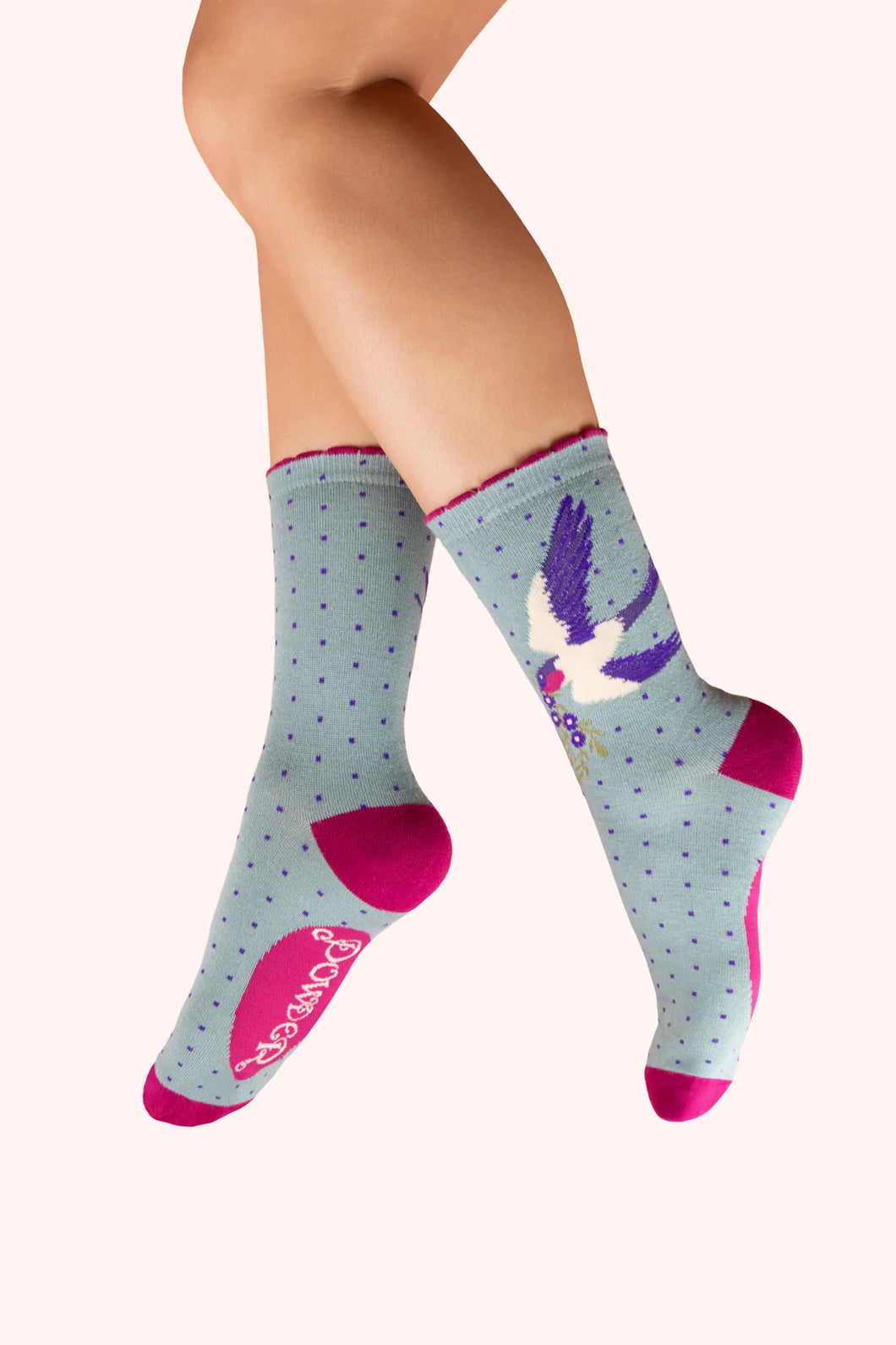 Powder - Swooping Swallow Ankle Socks in Ice