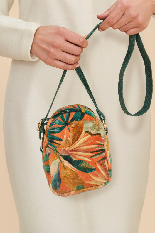 Powder - Velvet Crossbody Bag - Painted Palms