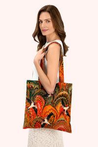 Powder - Velvet Tote Bag in Marbled Swallow